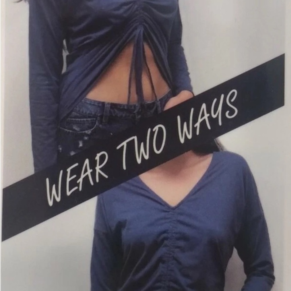 American Original Rewash ruched  Purple Top V-neck  Wear 2 Ways Size Small